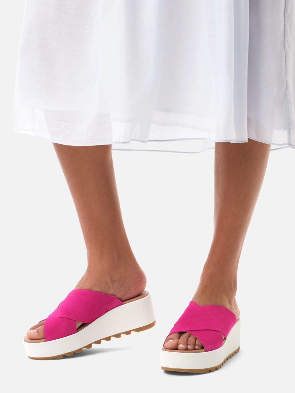 Sorel Cameron Flatform Mule [Fuchsia Fizz/Sea Salt] Size 8.5